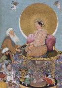 Hindu painter The Mughal emperor jahanir honors a holy dervish,over and above the rulers of the lower world oil painting reproduction